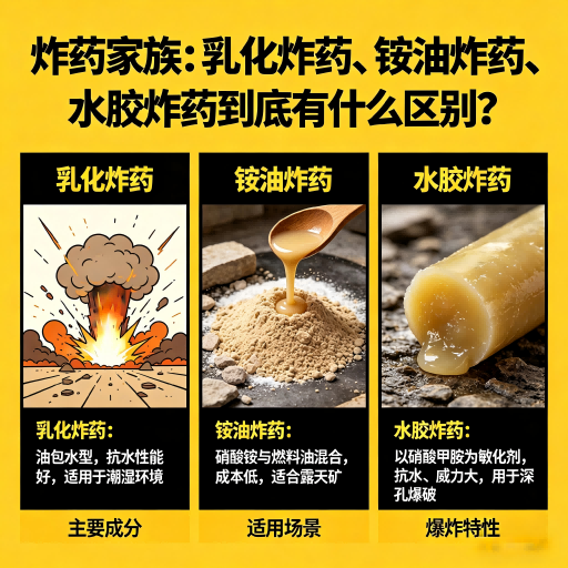 梓潼炸药家族：乳化炸药、铵油炸药、水胶炸药到底有什么区别？